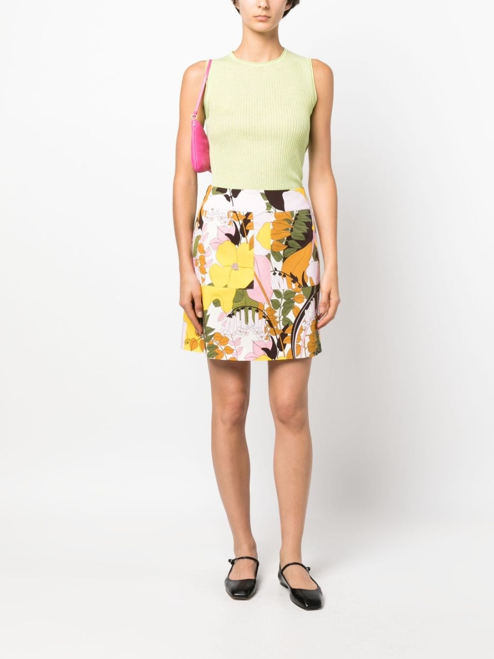 floral-print stretch-cotton A-line miniskirt - 2