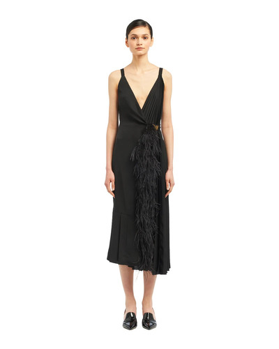 Prada Fluid twill dress with feathers outlook