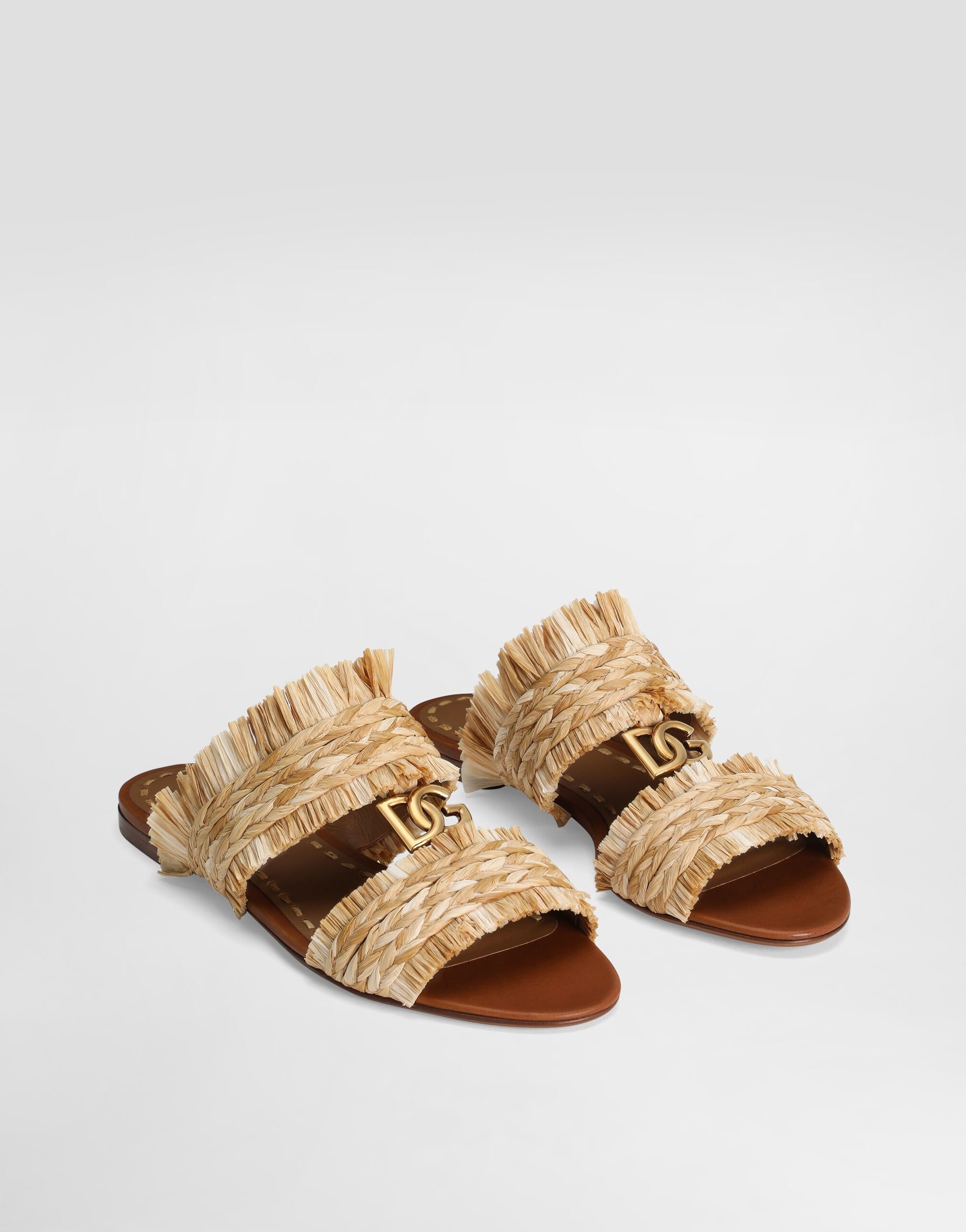 Rafia braided slipper with fringes - 2
