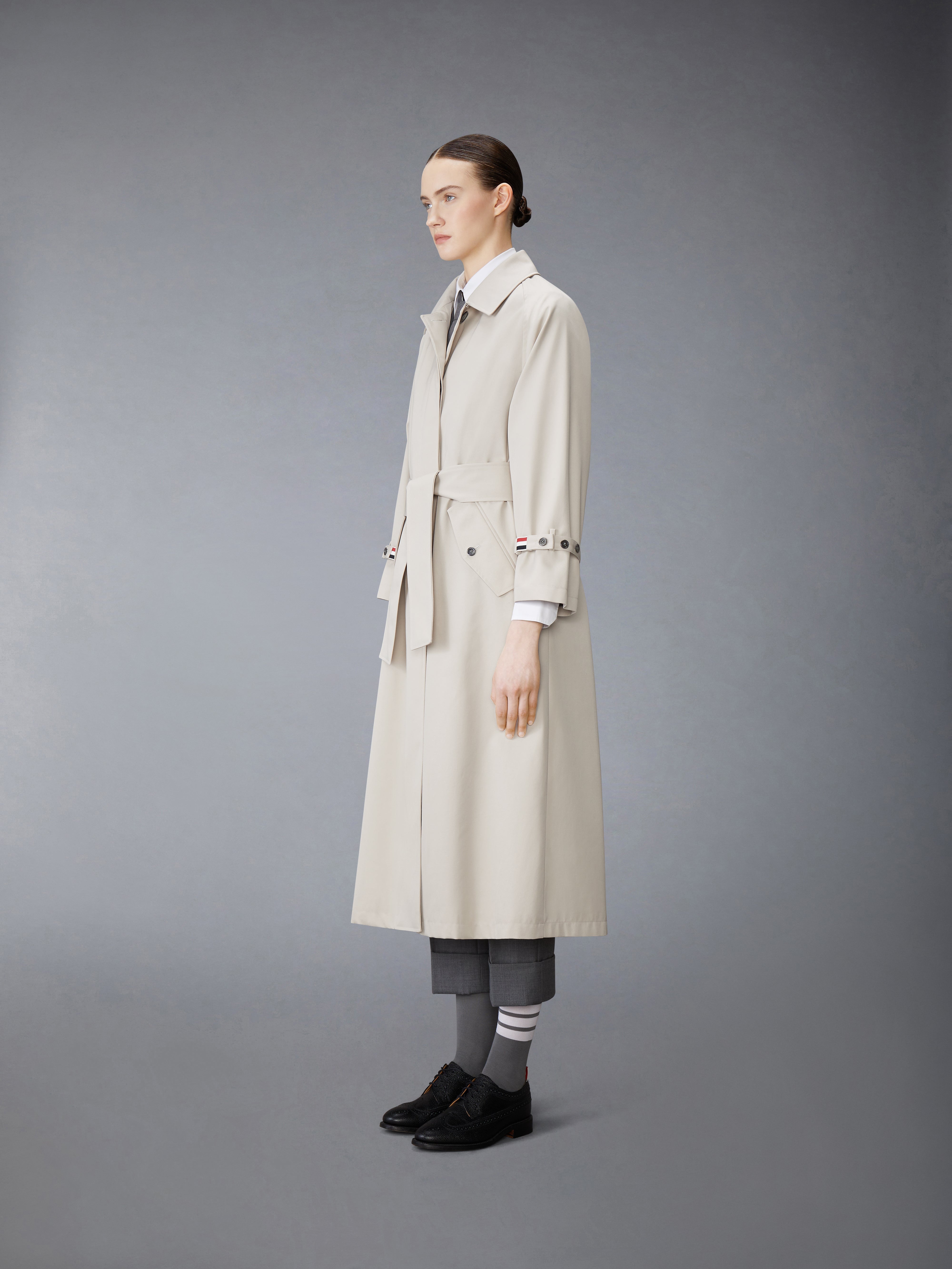 WATERPROOF COTTON TWILL RAGLAN TRENCH OVERCOAT - 3