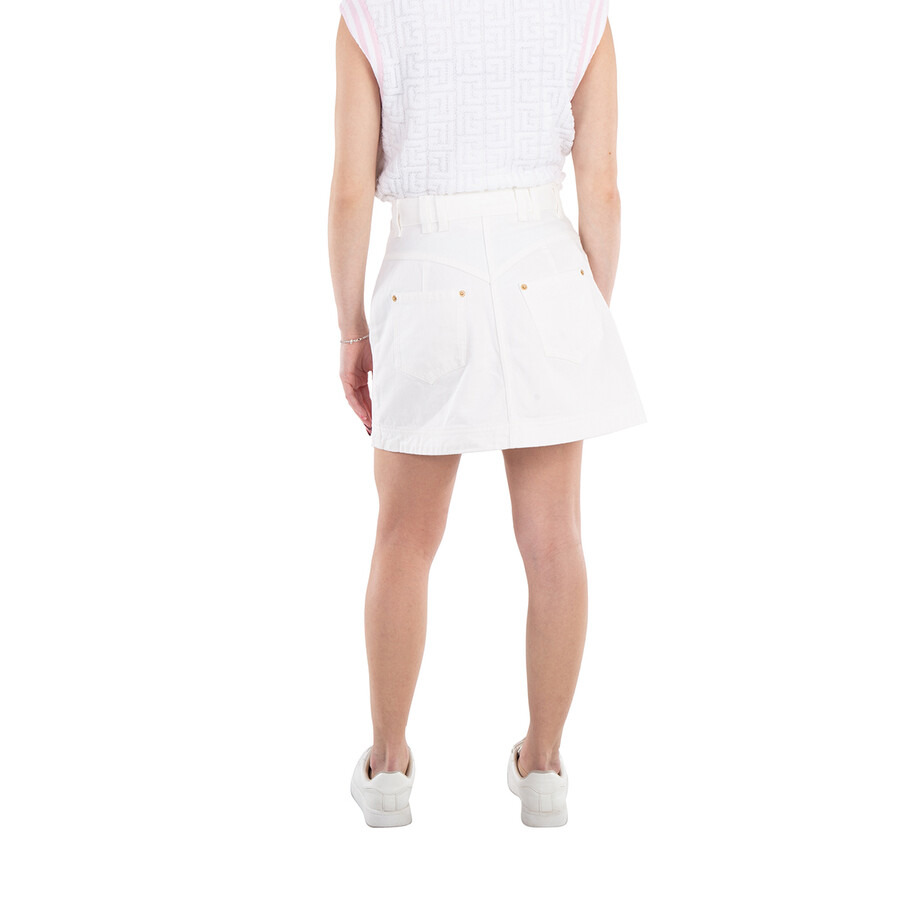 Balmain Trapeze Western Denim Mini Skirt - 5