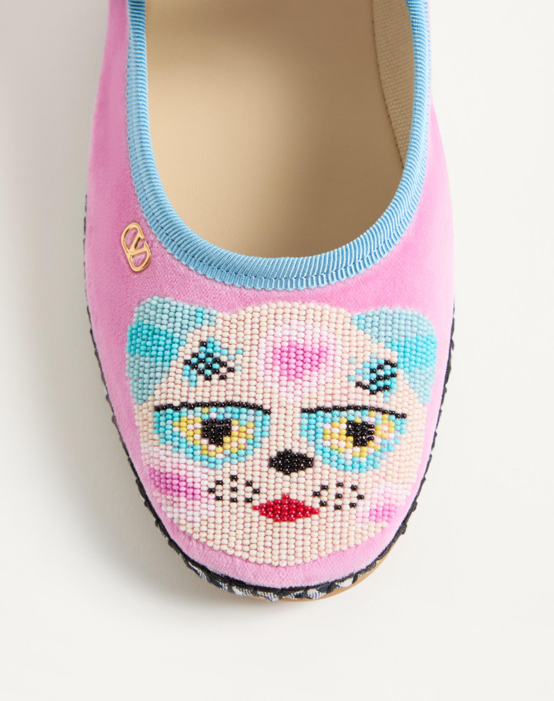 Valentino MARY-JANE ENDOUCE VELVET BALLERINA WITH LE CHAT DE LA MAISON EMBROIDERY outlook