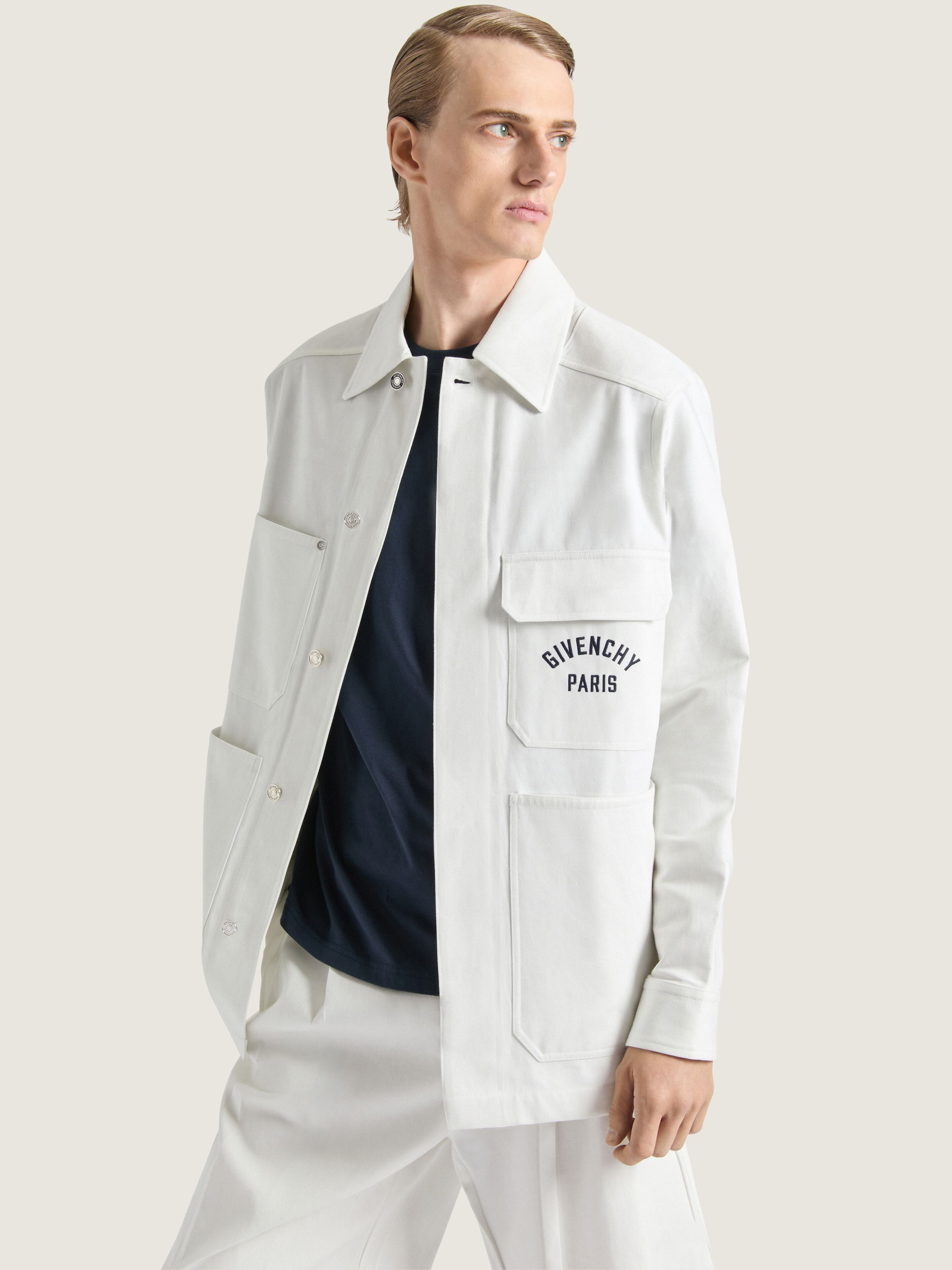 OVERSHIRT IN COTTON WITH GIVENCHY PARIS EMBROIDERY - 3