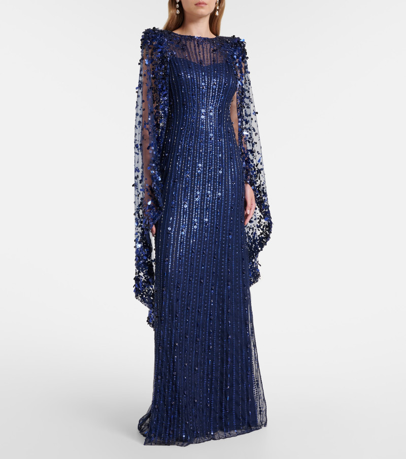 JENNY PACKHAM Caped embellished gown outlook