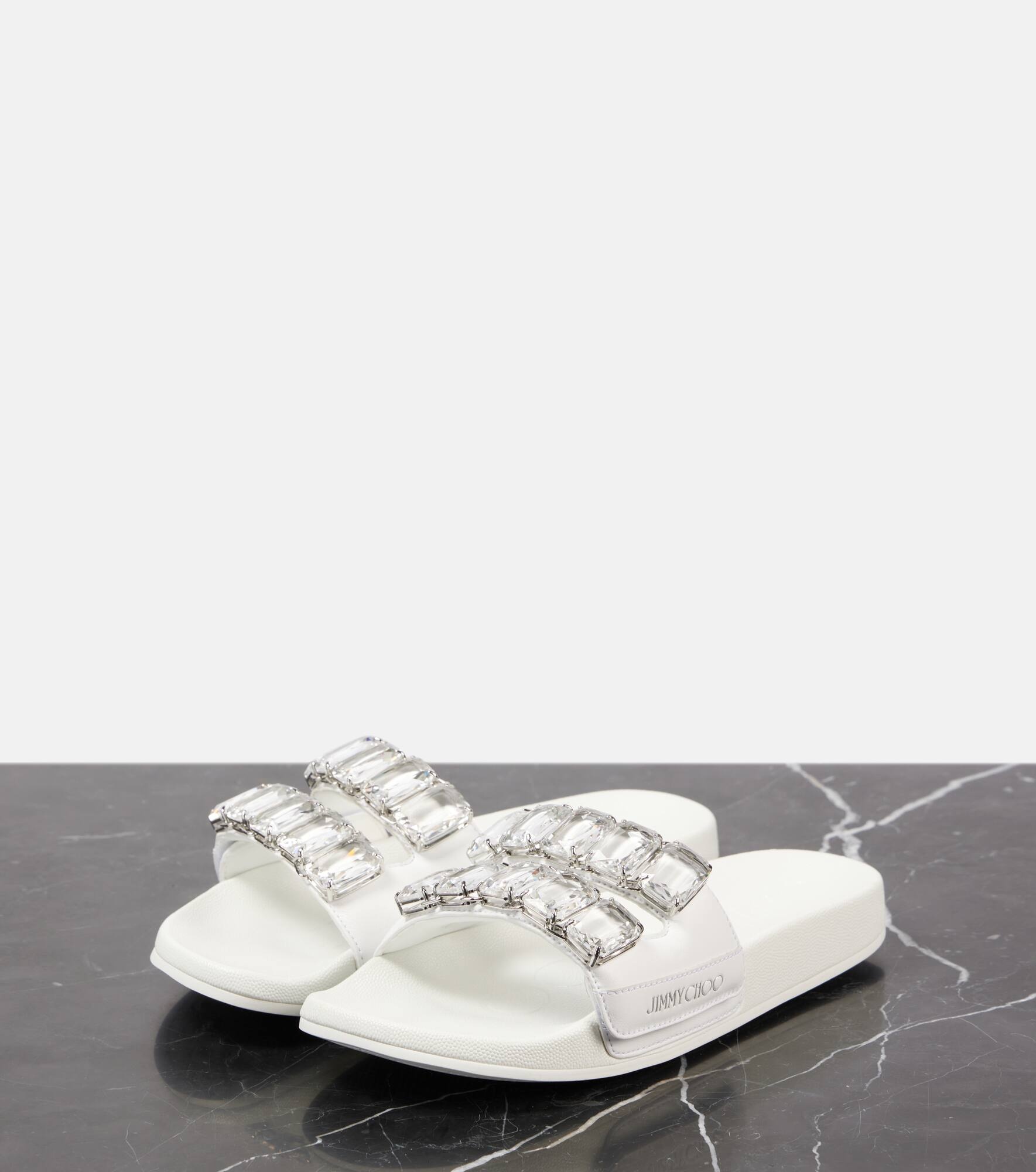 Fitz Crystal embellished leather slides - 4