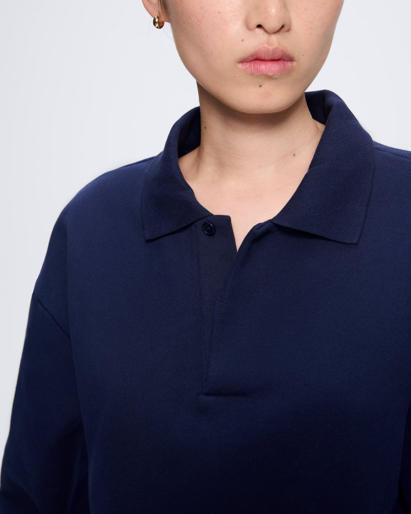 Womens DNA Heavyweight Polo Sweatshirt - Navy - 4
