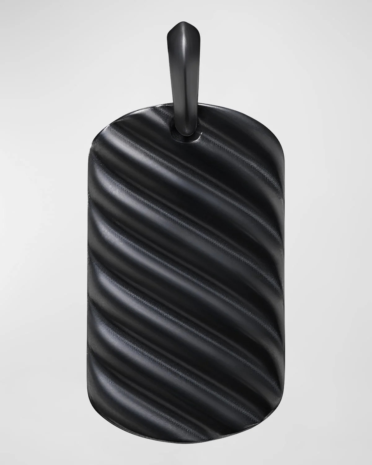 Men's Sculpted Cable Tag Pendant in Black Titanium, 35mm - 1