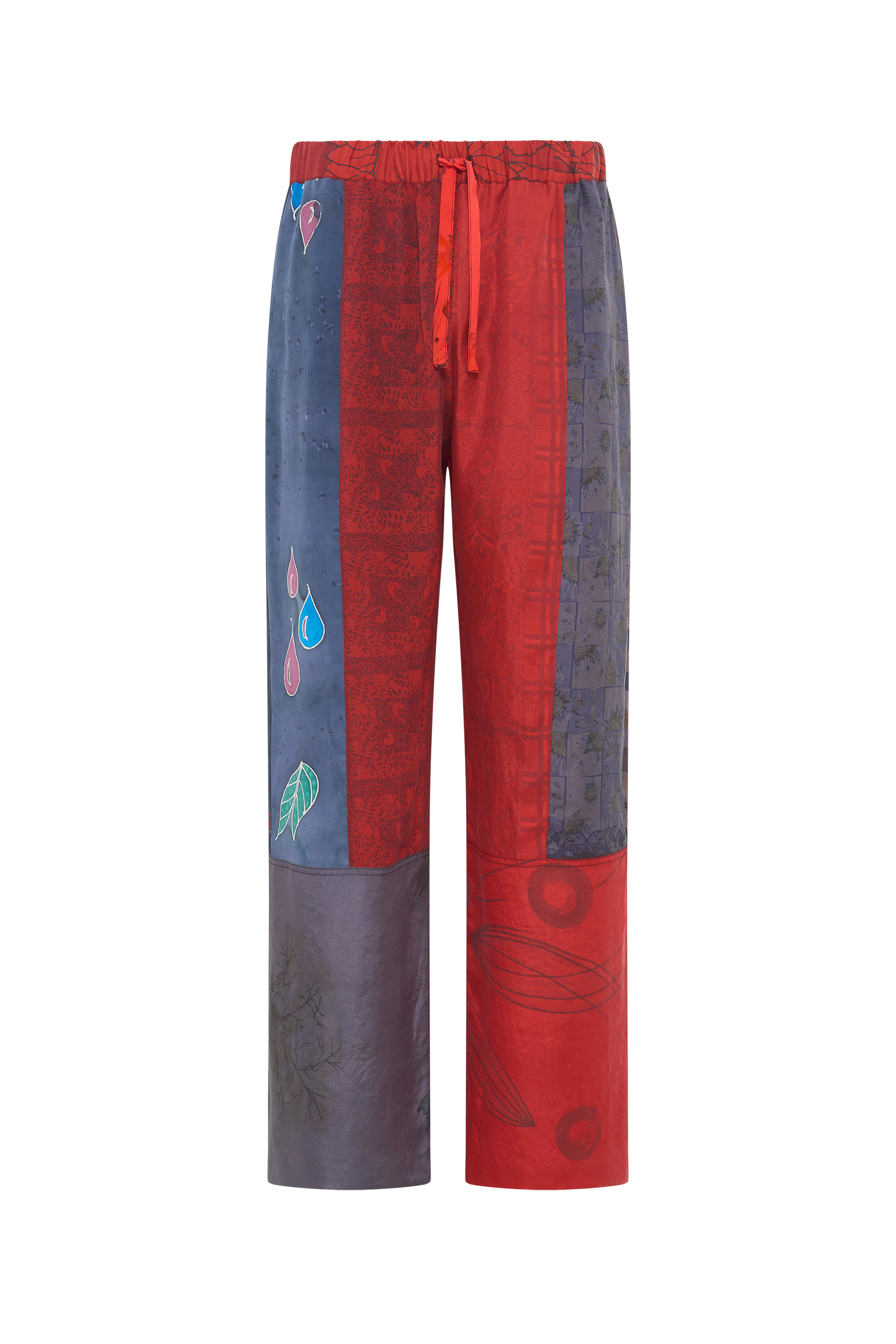 Upcycled Silk Scarves Drawstring Trousers - 5