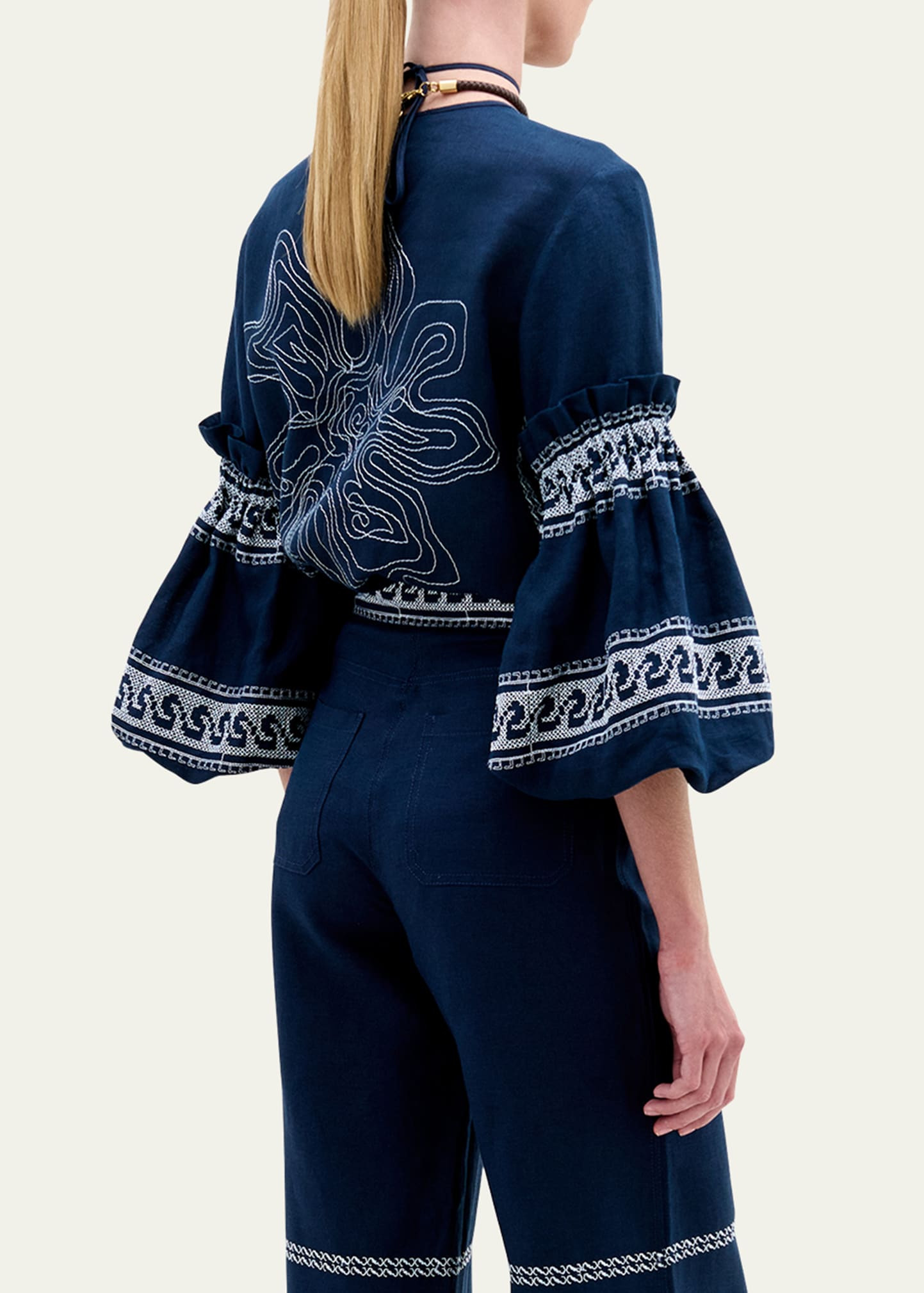 Lucaya Embroidered Balloon-Sleeve Blouse - 3