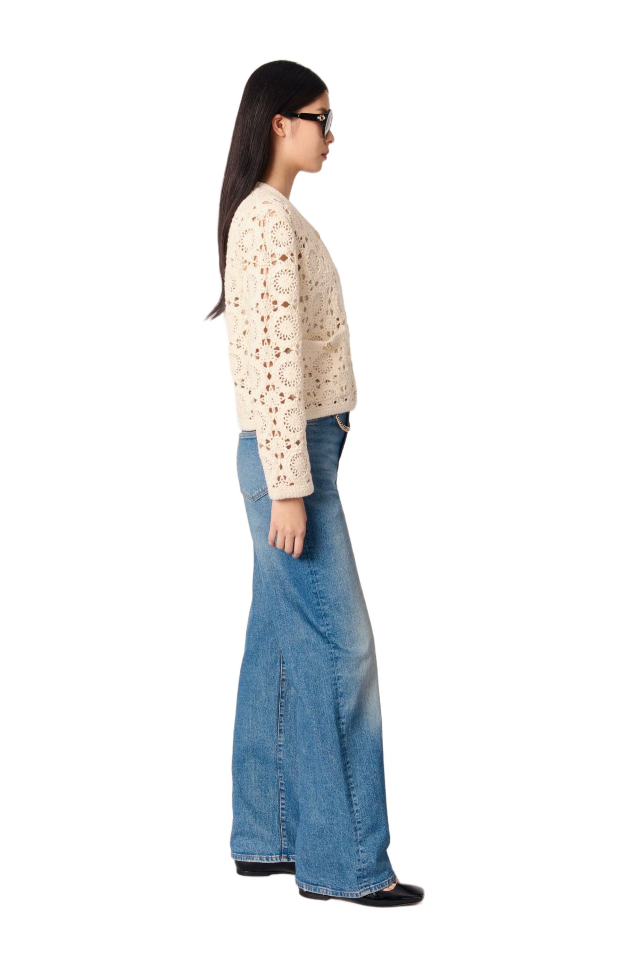 maje Crocheted cropped cardigan in Ecru at Nordstrom - 2