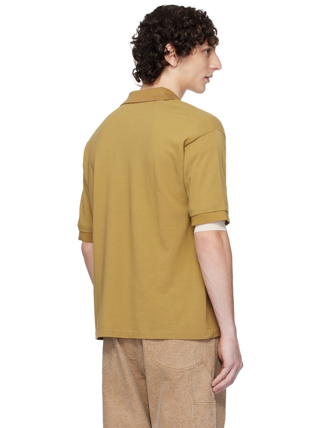 Khaki Pima Cotton Heavy Pique Polo - 3
