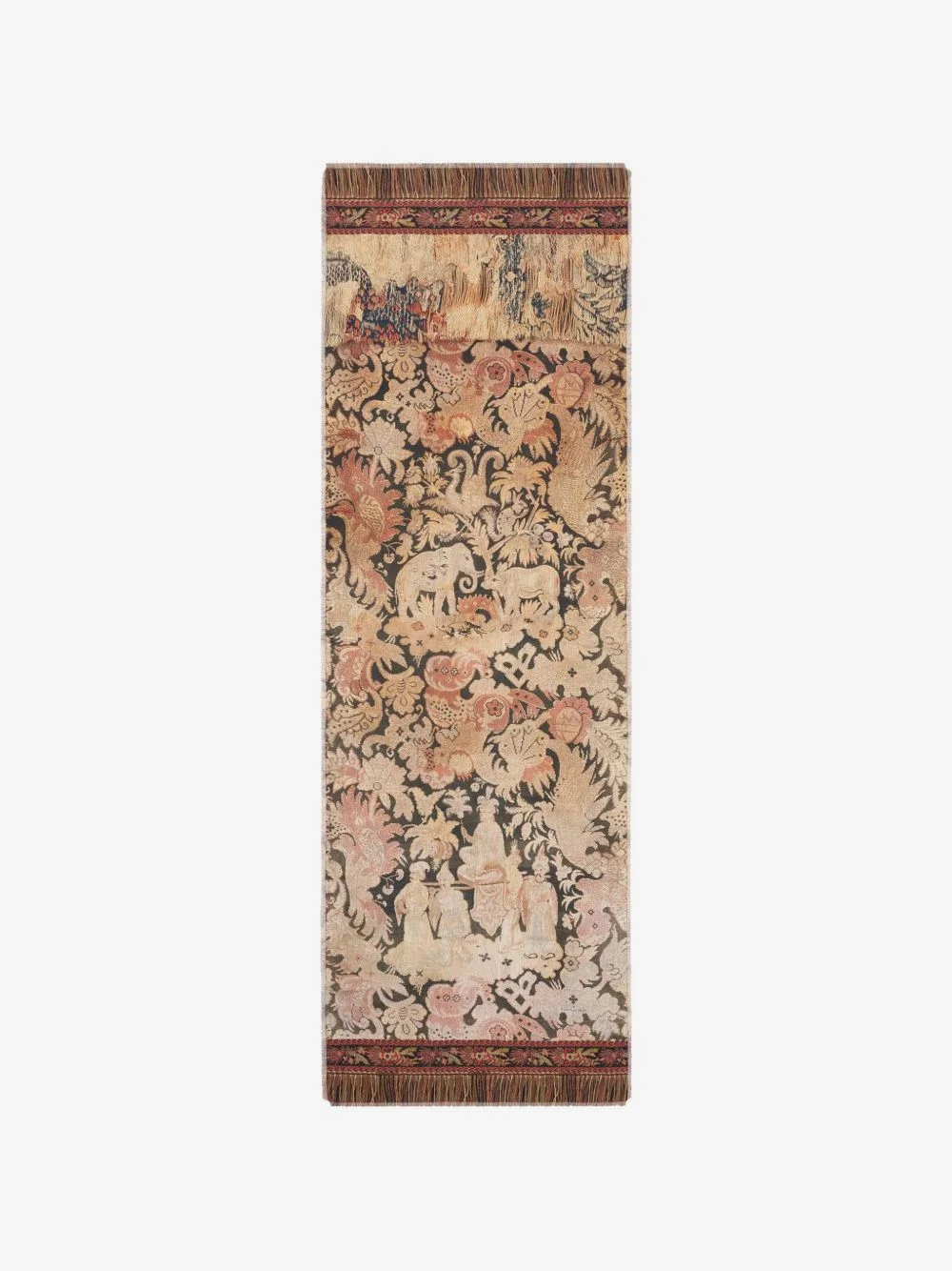 Fancy botanical-print frayed scarf - 1