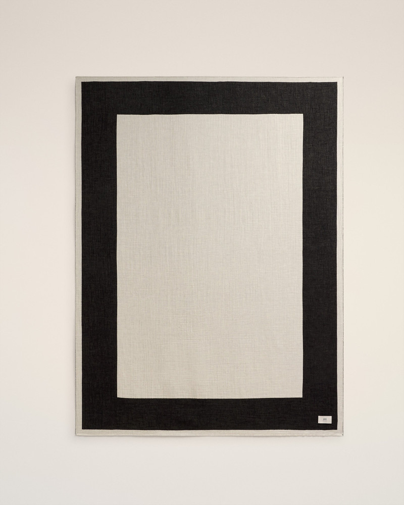 BEIGE COTTON BICOLOR BEACH TOWEL 1