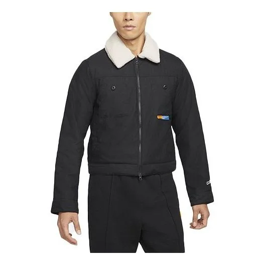 Men's Nike Fleece Lapel Sports Padded Clothes Black Jacket DA6716-010 - 1