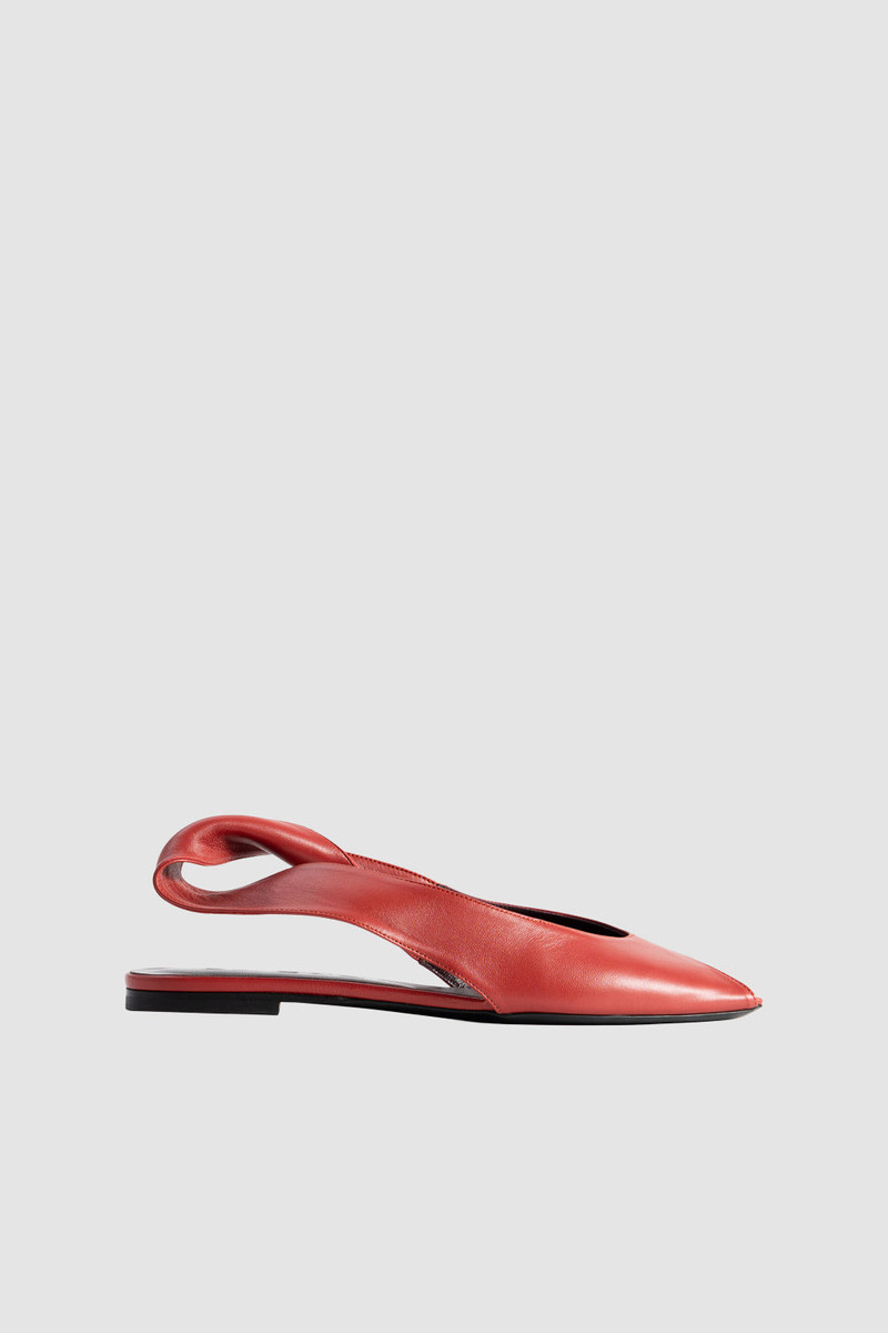 Yasha Peep Flat Blood Red Nappa Leather 1