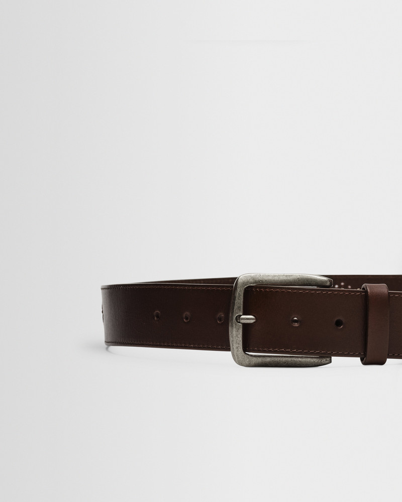 Wax London Paton - Brown Embroidered Leather Belt outlook