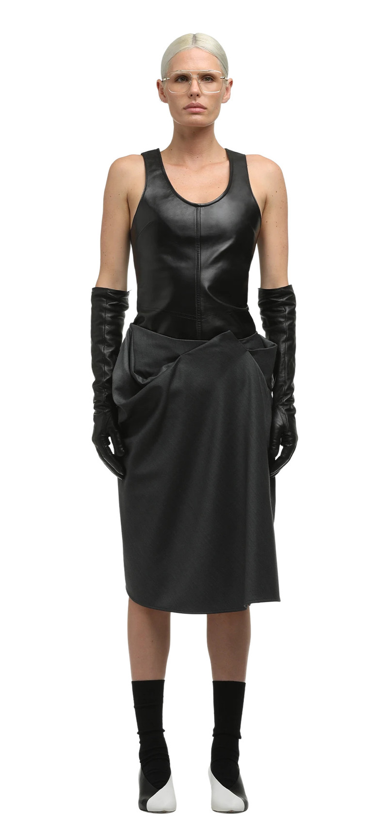 entire studios LEATHER TANK BLACK LEATHER outlook