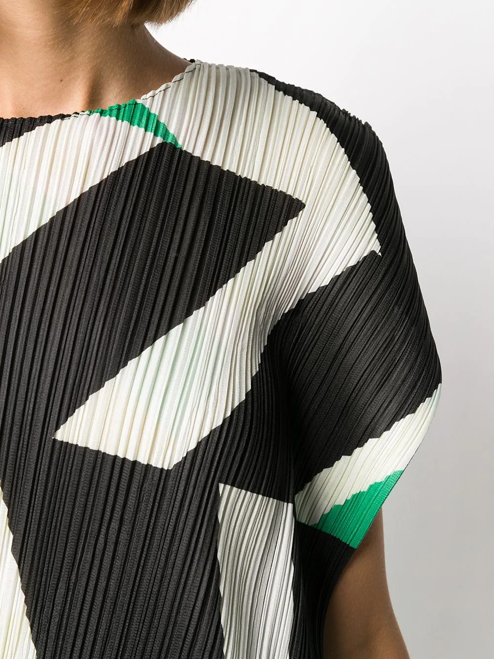 pleated geometric print top - 5