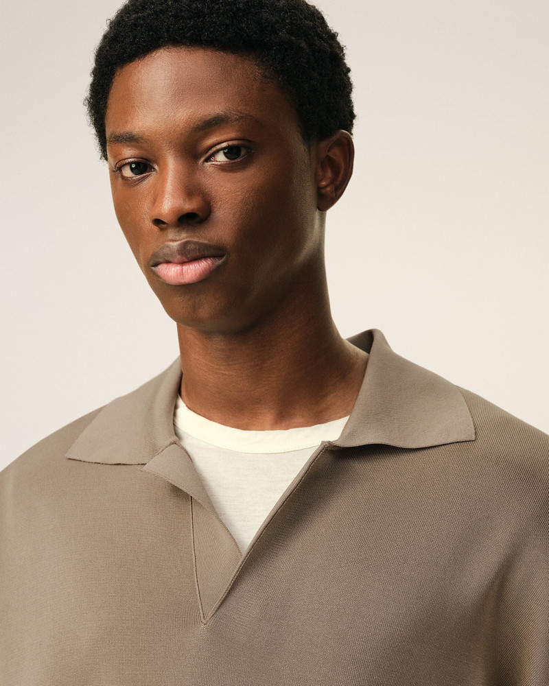 BEIGE WOOL LONG SLEEVES POLO 4