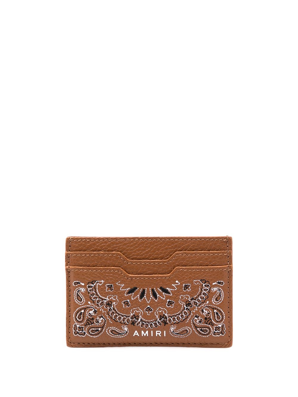 bandana-print leather cardholder - 1