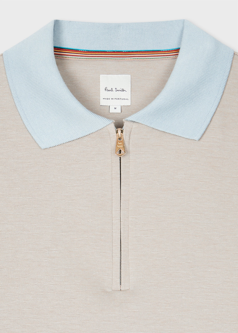 Paul Smith Light Blue And Grey Zip Polo Shirt outlook