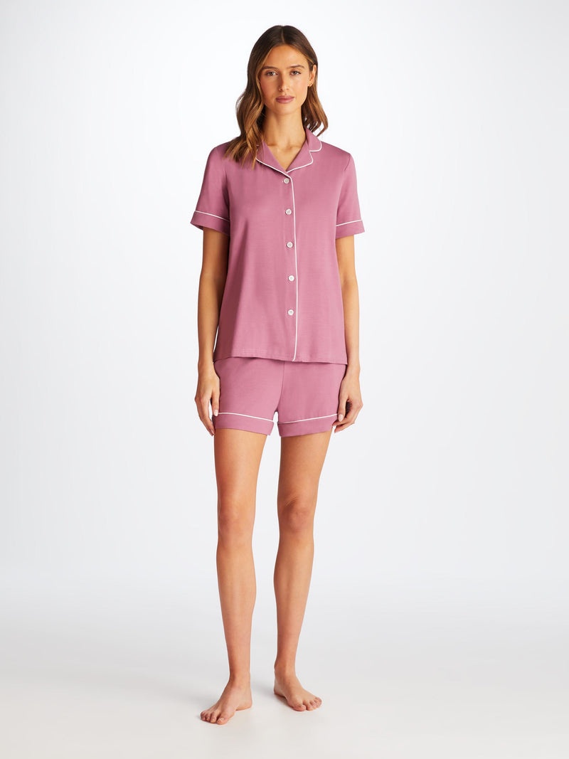Women's Short Pajamas Lara Micro Modal Stretch Orchid Purple - 3