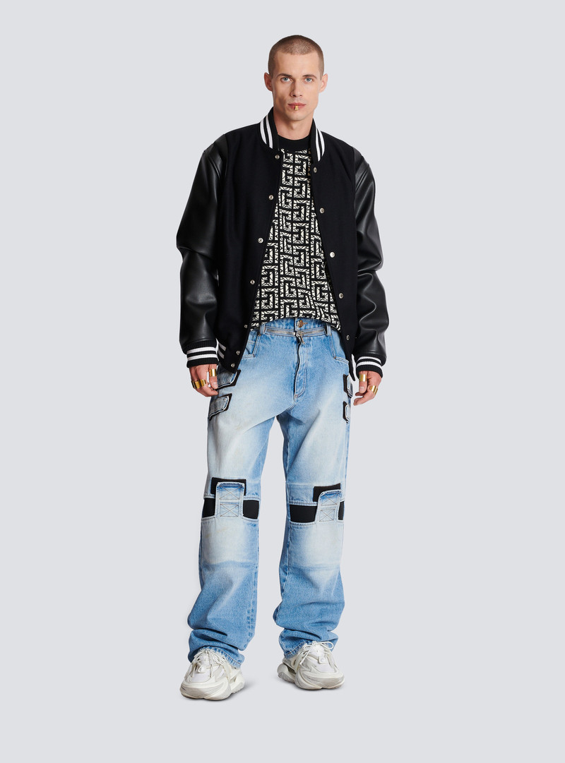 Balmain Wool jumper with marbled monogram outlook