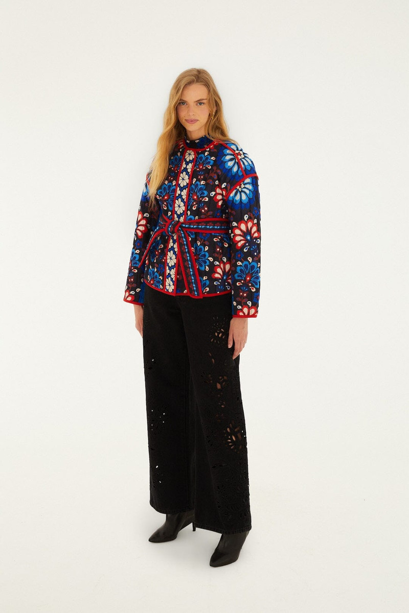 Black Latina Scarf Belted Crop Jacket 4
