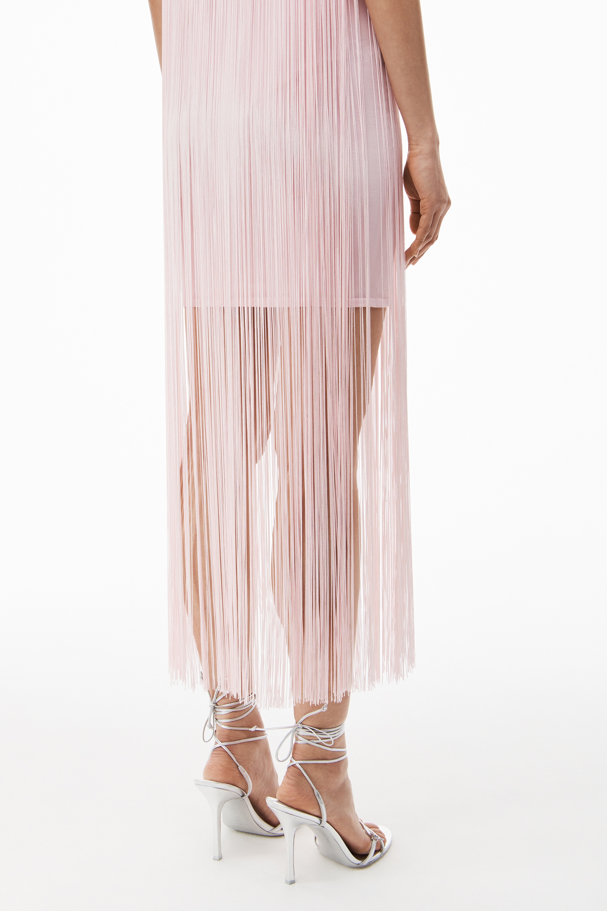 fringe tank mini dress in compact nylon - 6