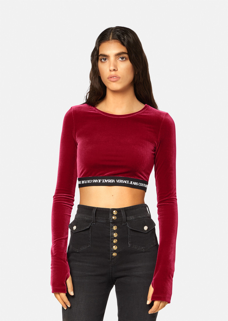 Logo Velvet Crop Top 3