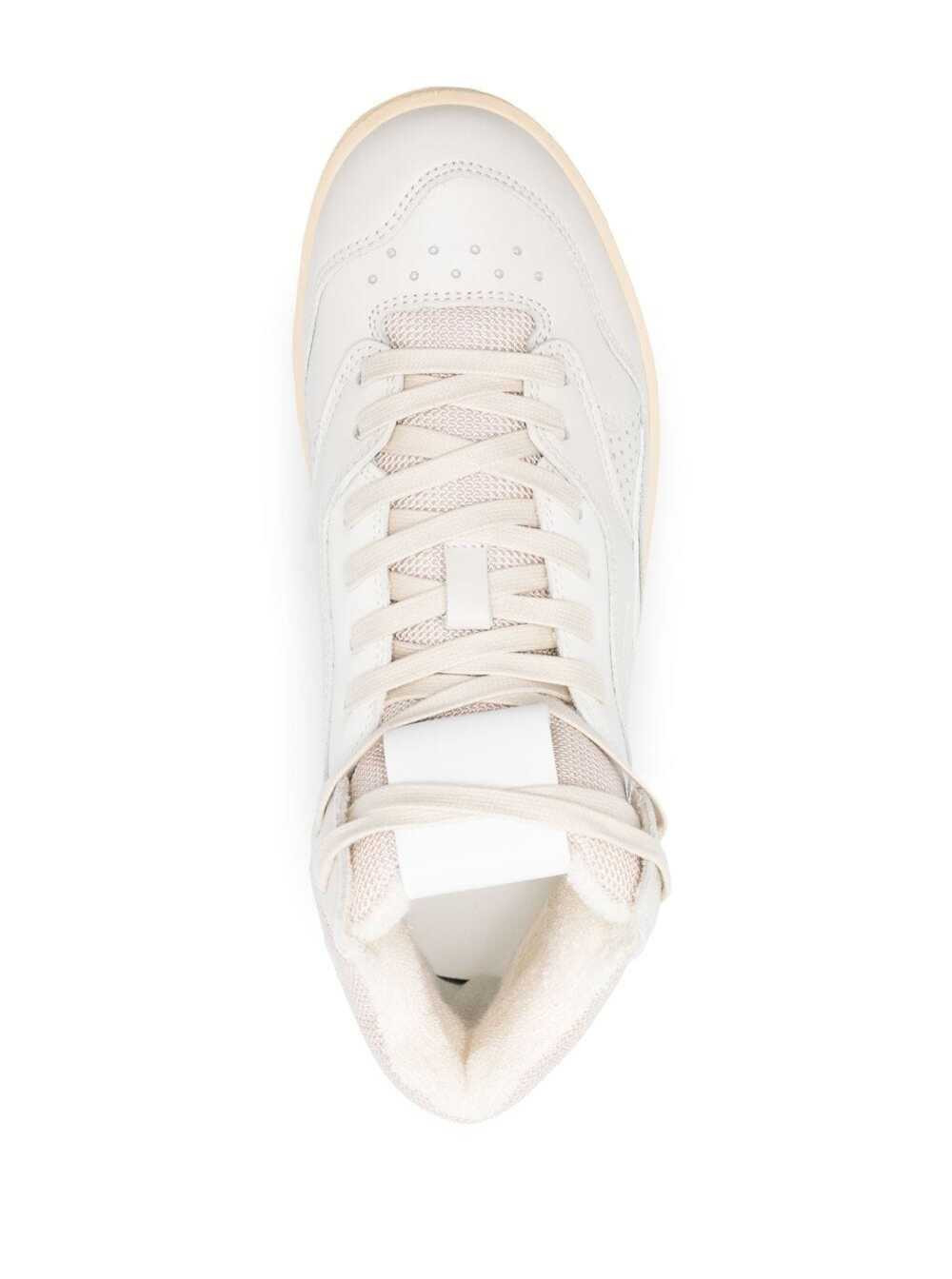 Jil Sander Women Beige High-Top Sneakers With Leather Inserts And Embossed Logo In Canvas Woman - 4