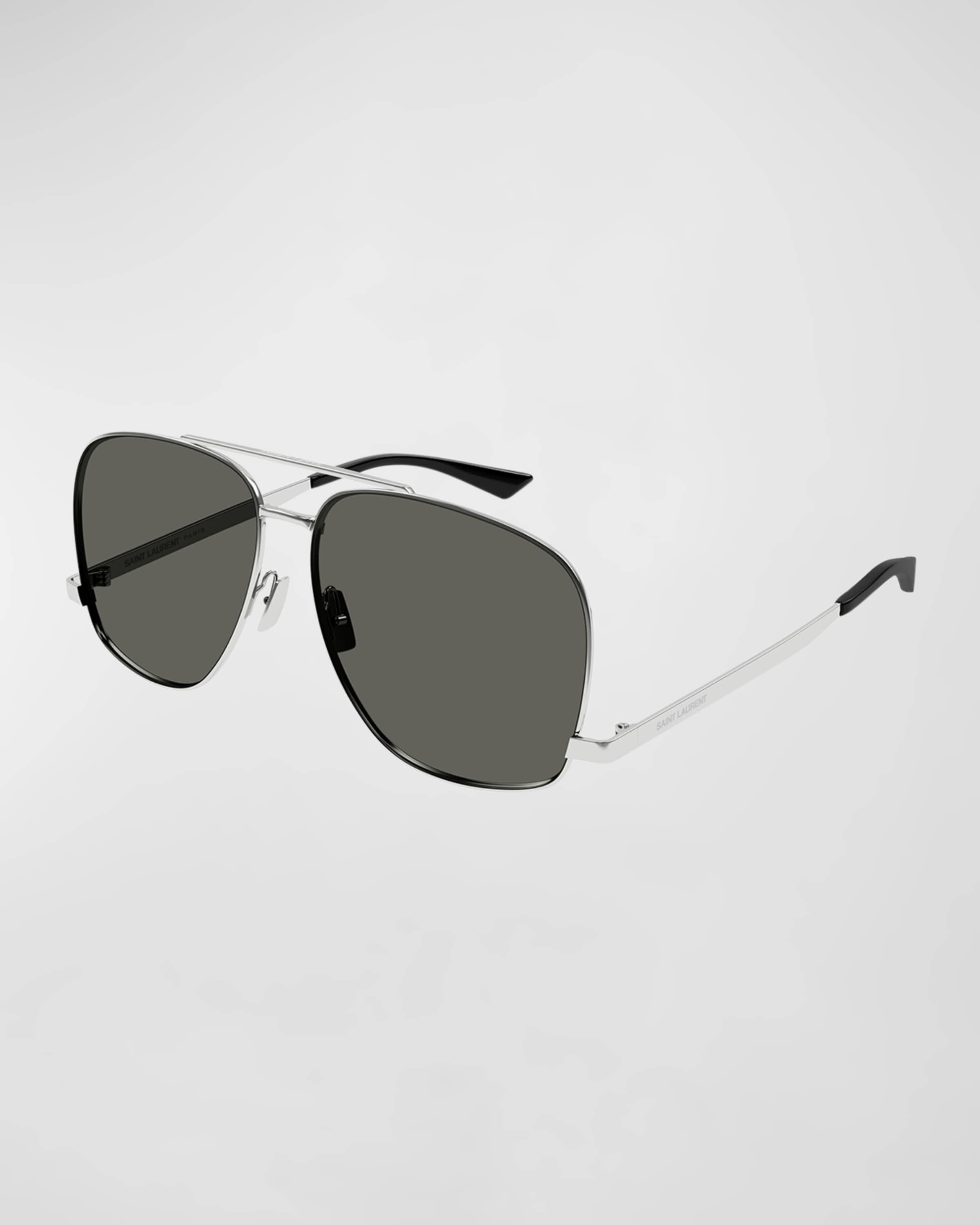 Men's Metal Aviator Sunglasses with Logo Detail - 1