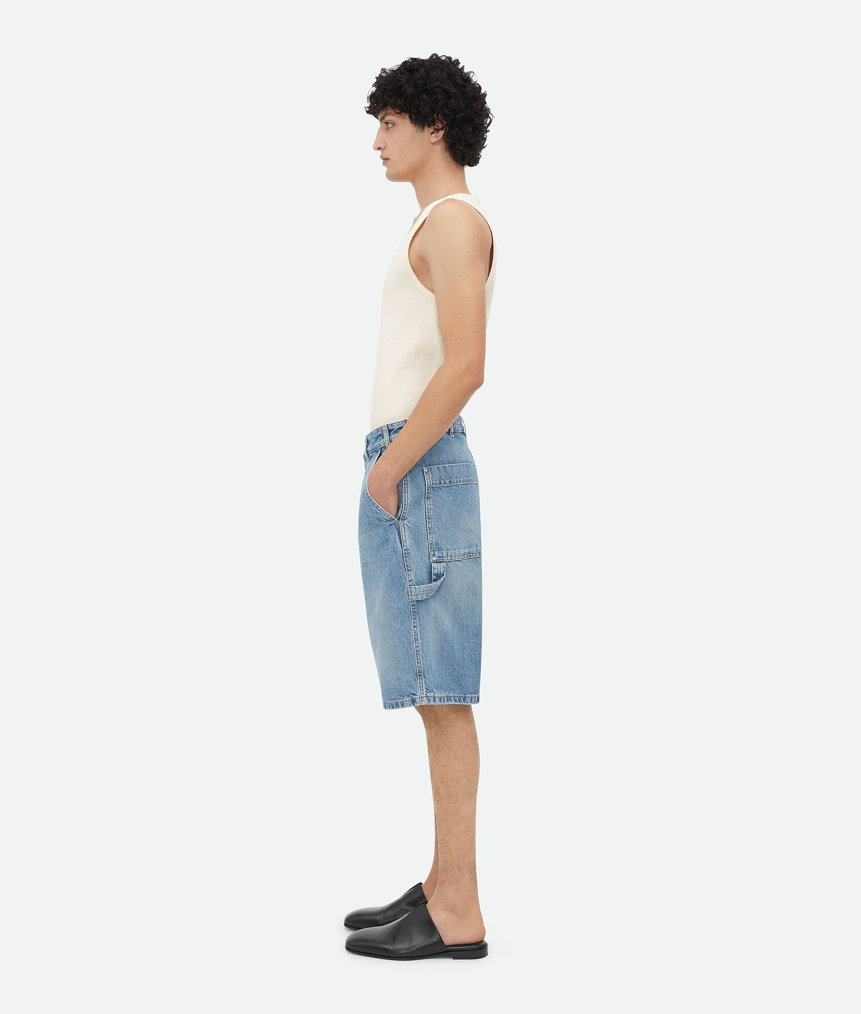 Vintage Indigo Cargo Denim Shorts - 2