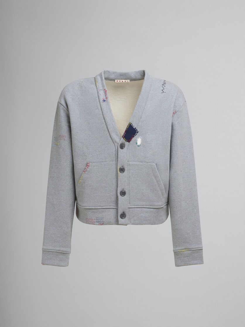 COTTON BLEND SWEATSHIRT STYLE CARDIGAN - 1