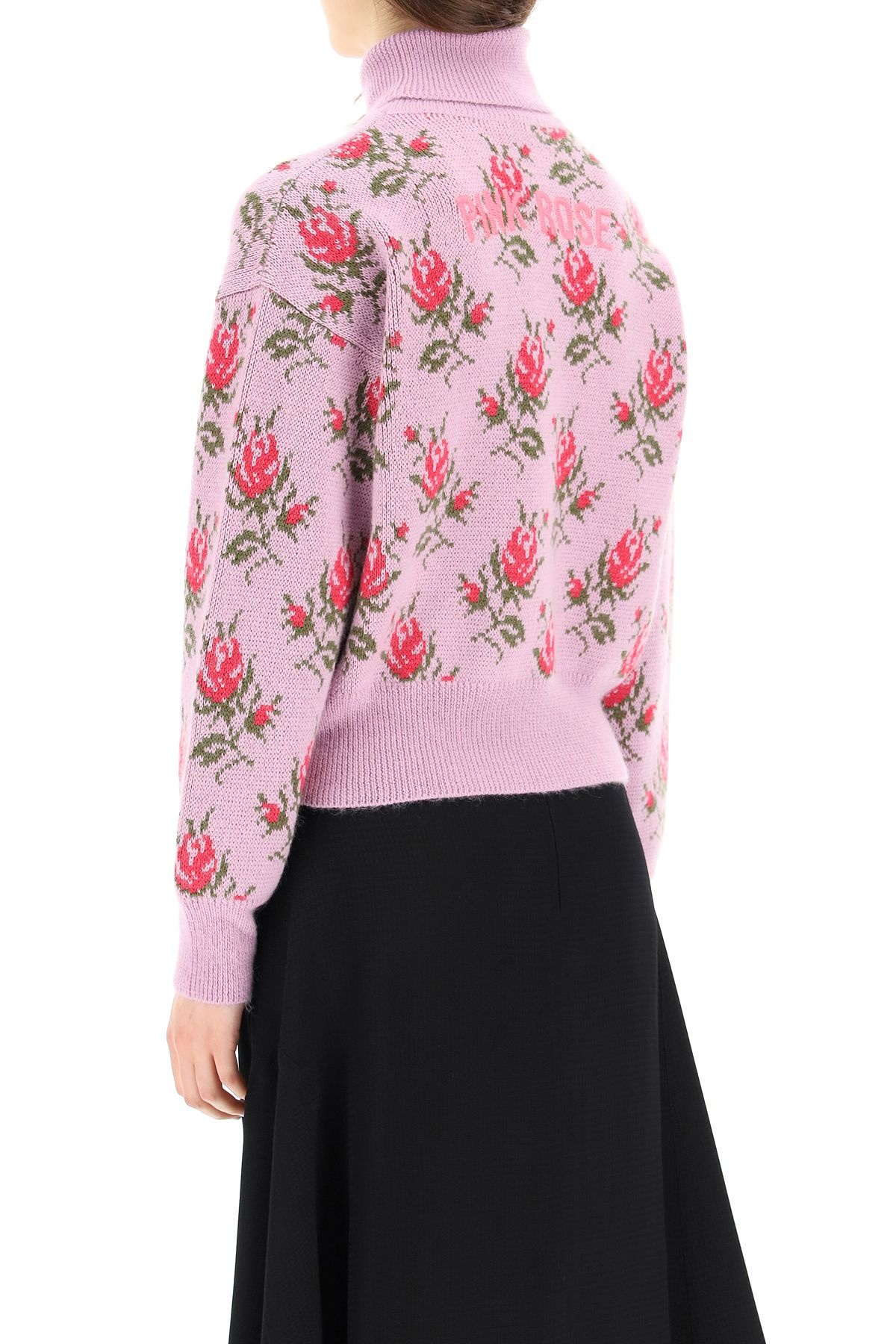 HIGH NECK SWEATER WITH JACQUARD FLOWERS - 4