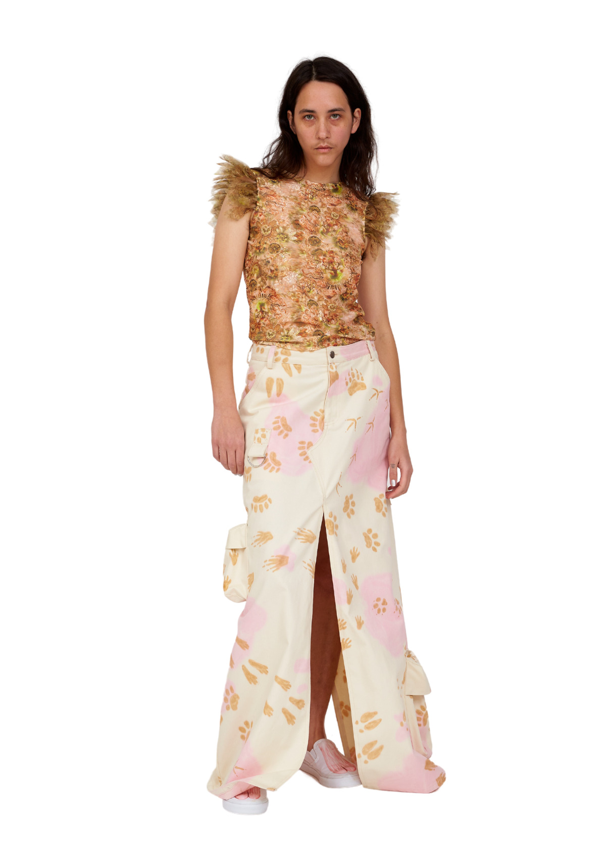 BEIGE PAWS STOMP SKIRT - 2
