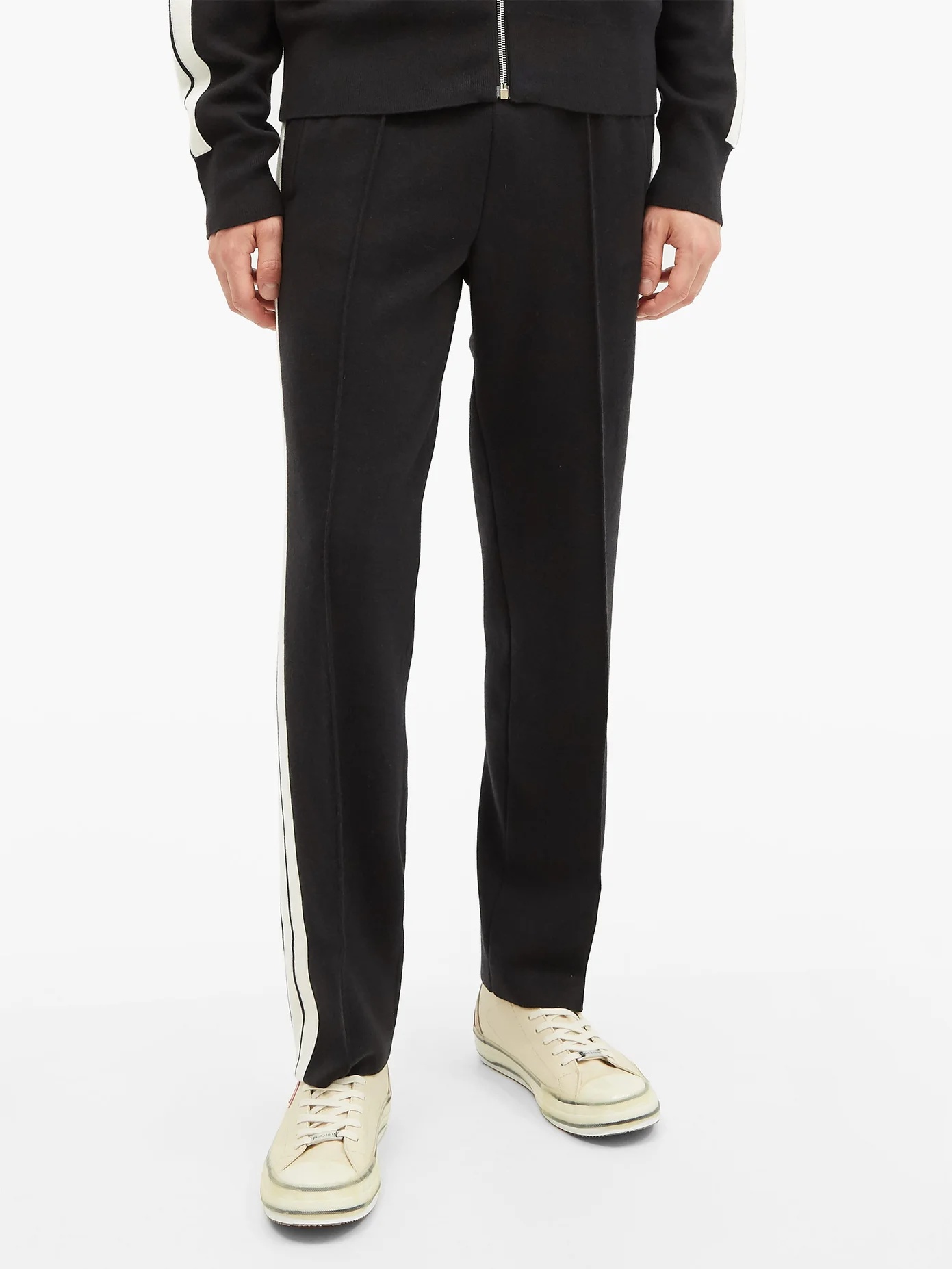 Side-stripe cashmere-blend track pants - 6