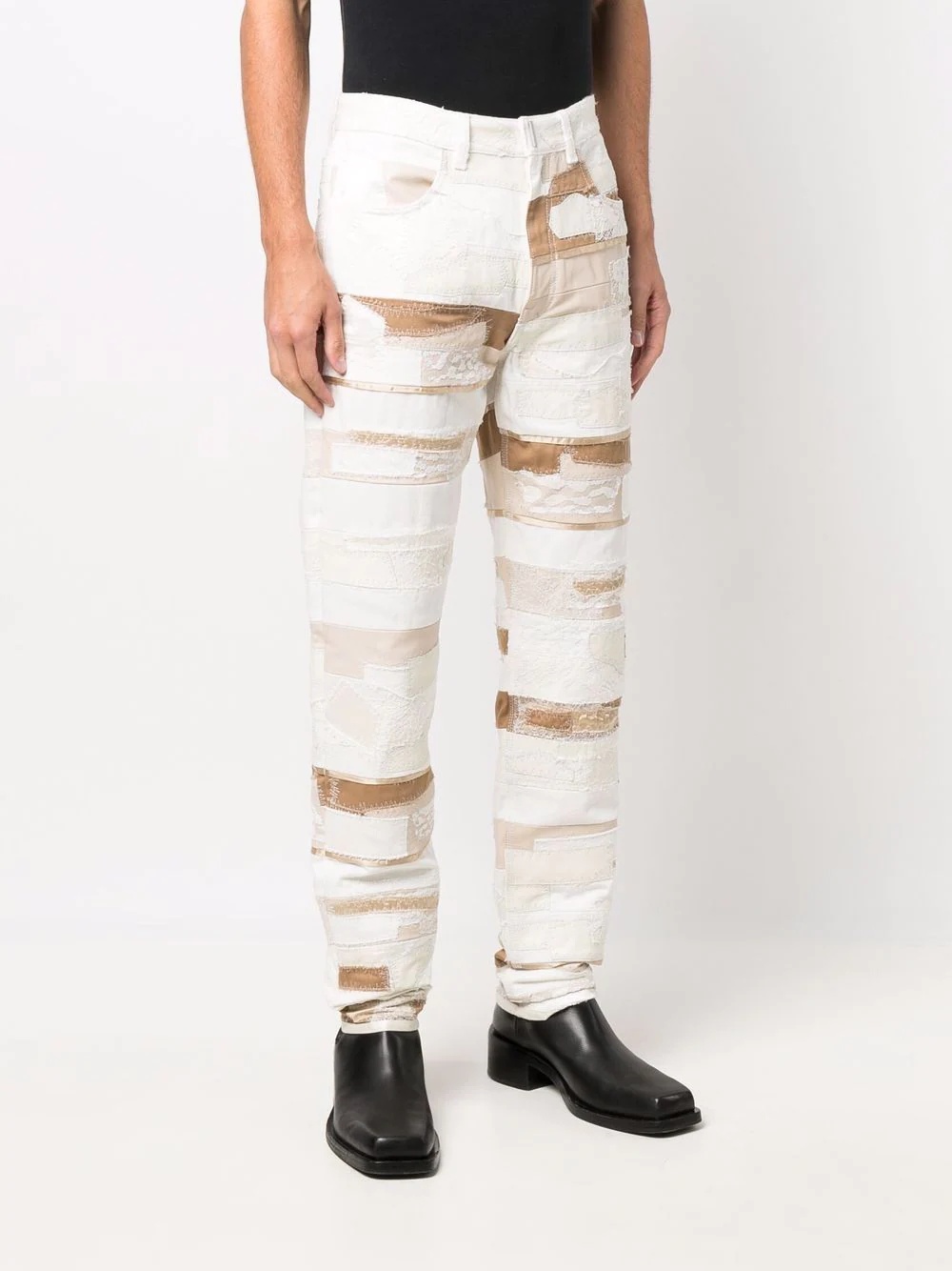 patchwork straight-leg jeans - 3