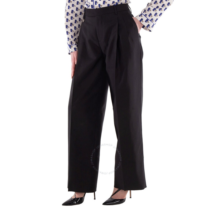 Burberry Wool Silk Pleated Tailored Trousers - 2