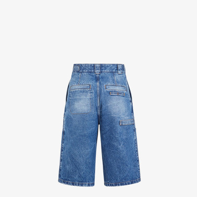 FENDI Blue denim Bermudas outlook