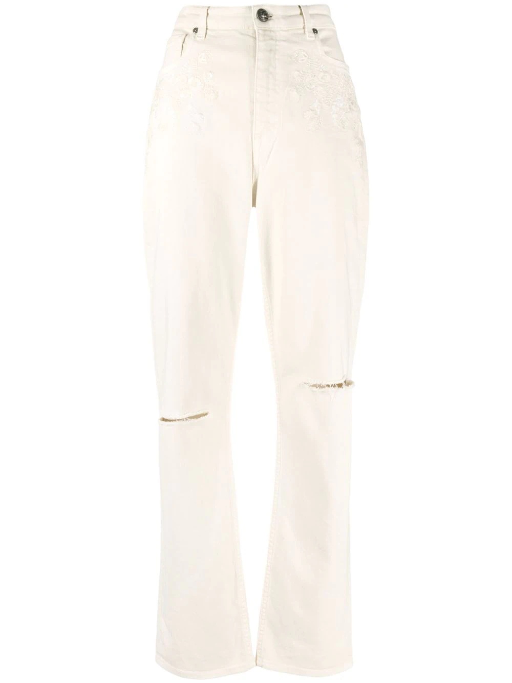 high-waisted straight leg jeans - 1