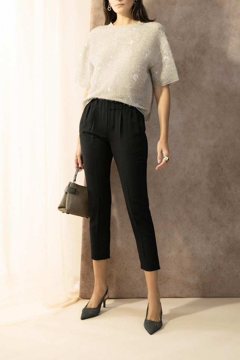 Brunello Cucinelli Fringe Embroidered Tee outlook