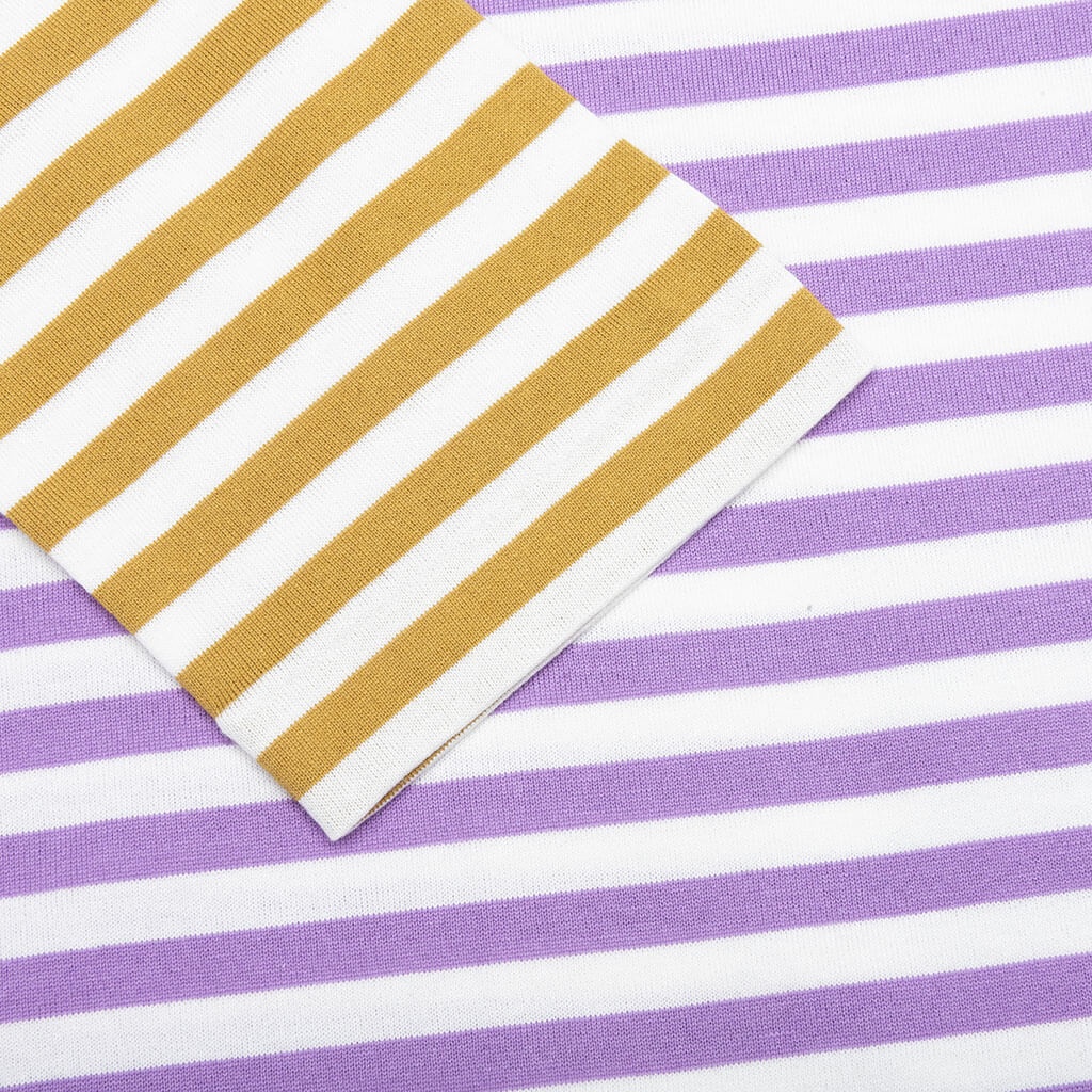 WOMEN'S BI-COLOR STRIPE T-SHIRT - PURPLE/OLIVE - 4