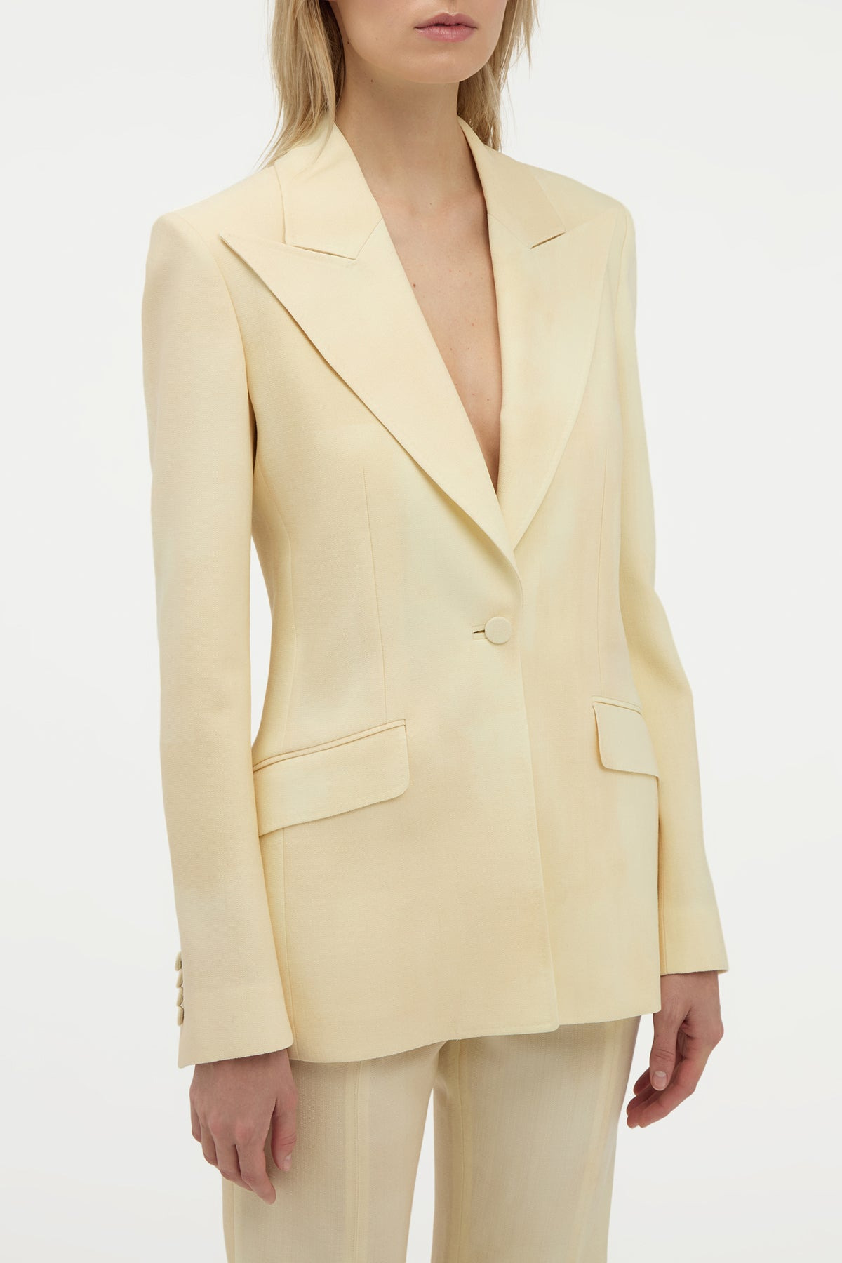 Leiva Blazer in Ivory Virgin Wool - 2