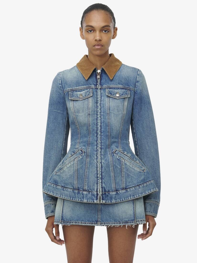 Alexander McQueen Peplum Denim Jacket | REVERSIBLE