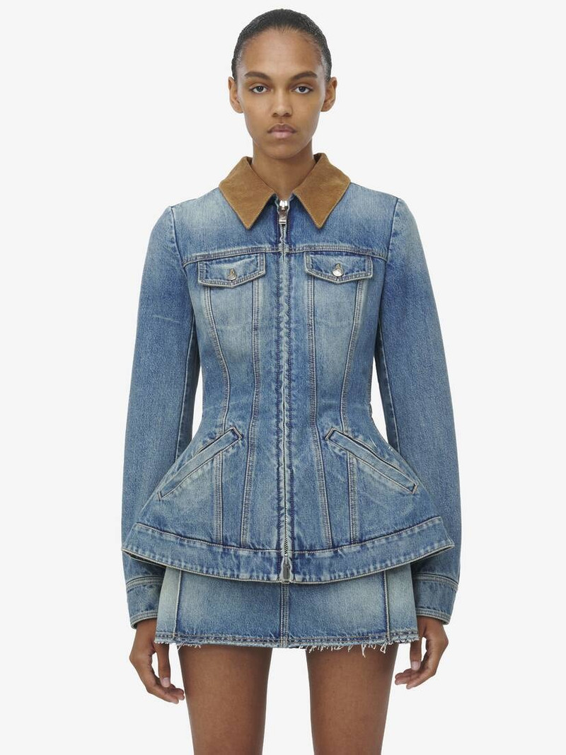 Alexander McQueen Peplum Denim Jacket outlook