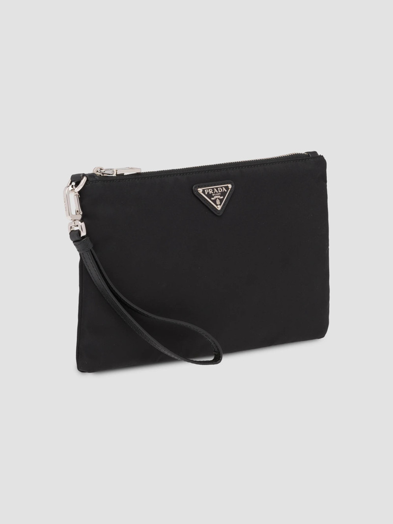 Men's Re-Nylon and Saffiano Leather Pouch - Black 5