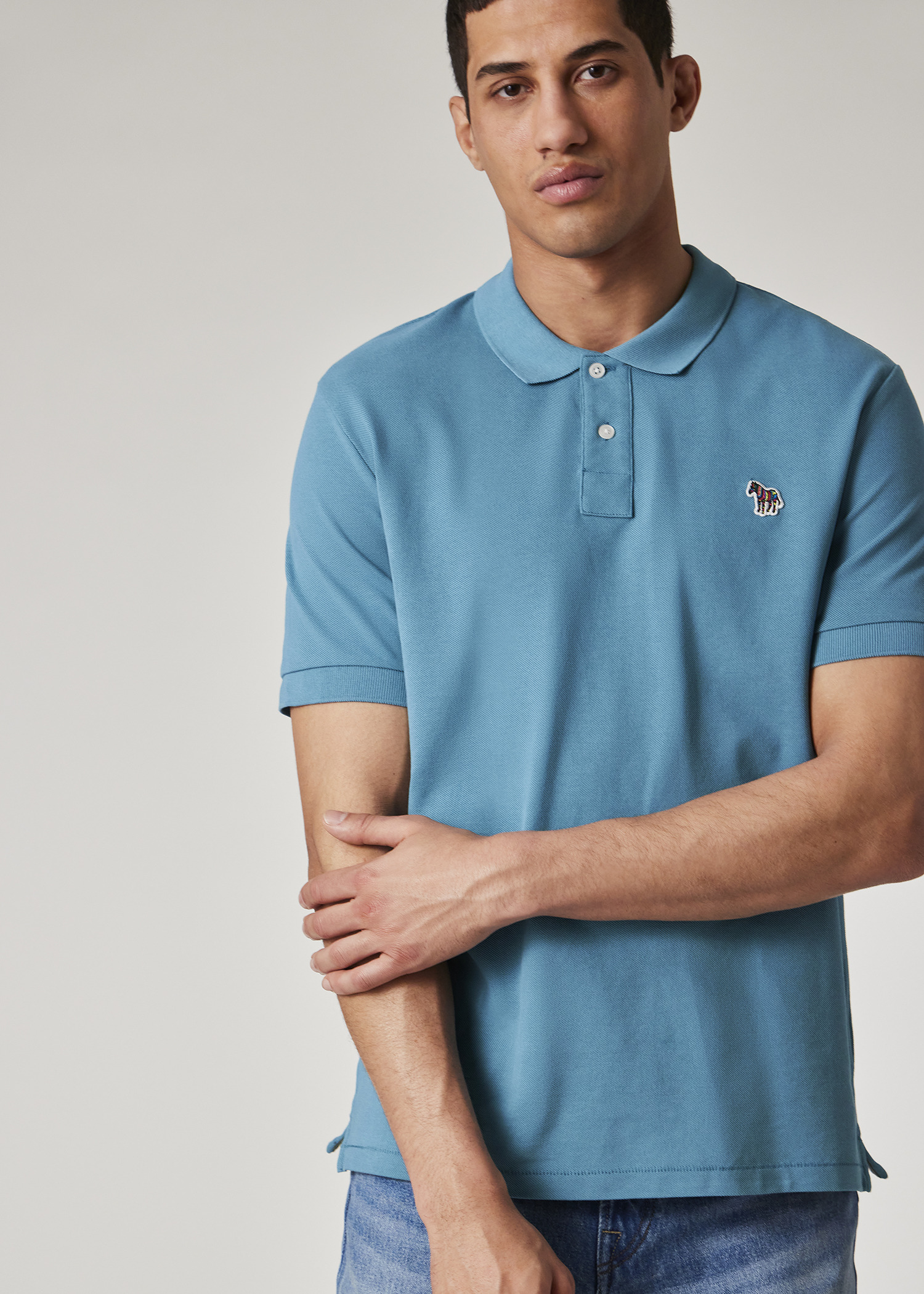 Light Teal Organic Cotton Zebra Polo Shirt - 4
