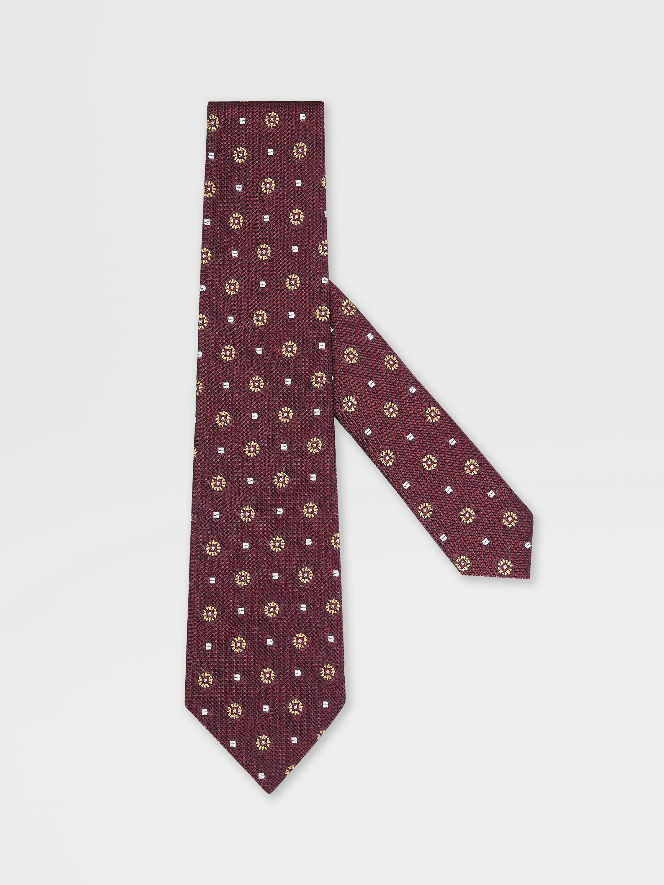 BURGUNDY PRINTED SILK GRENADINE TIE - 1