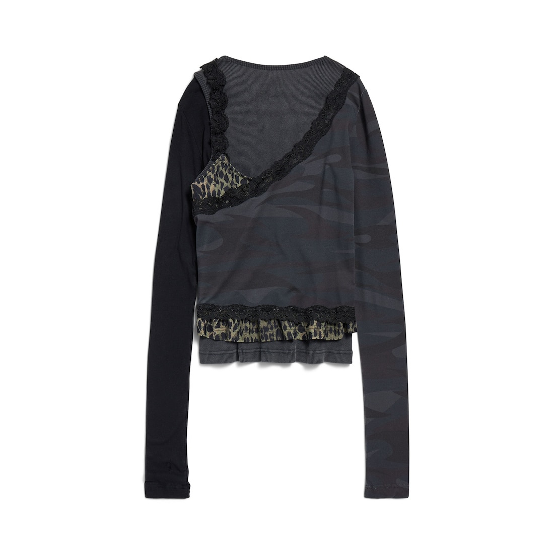 Women's Layered Asymmetric Top in Anthracite/black - 6